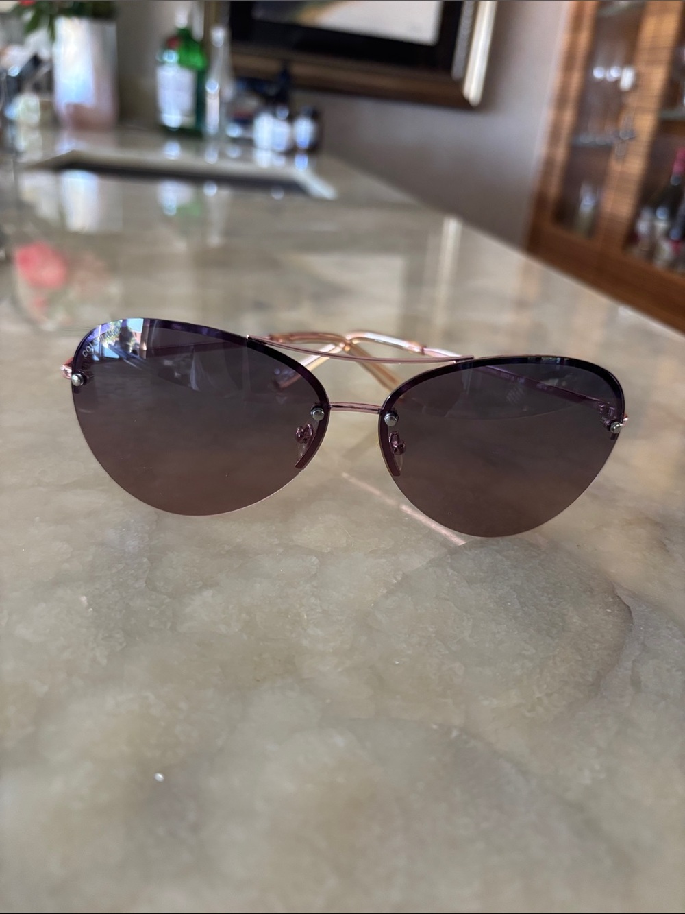 Cole Haan Women’s Rimless Cat-Eye Rosegole Sunglasses -